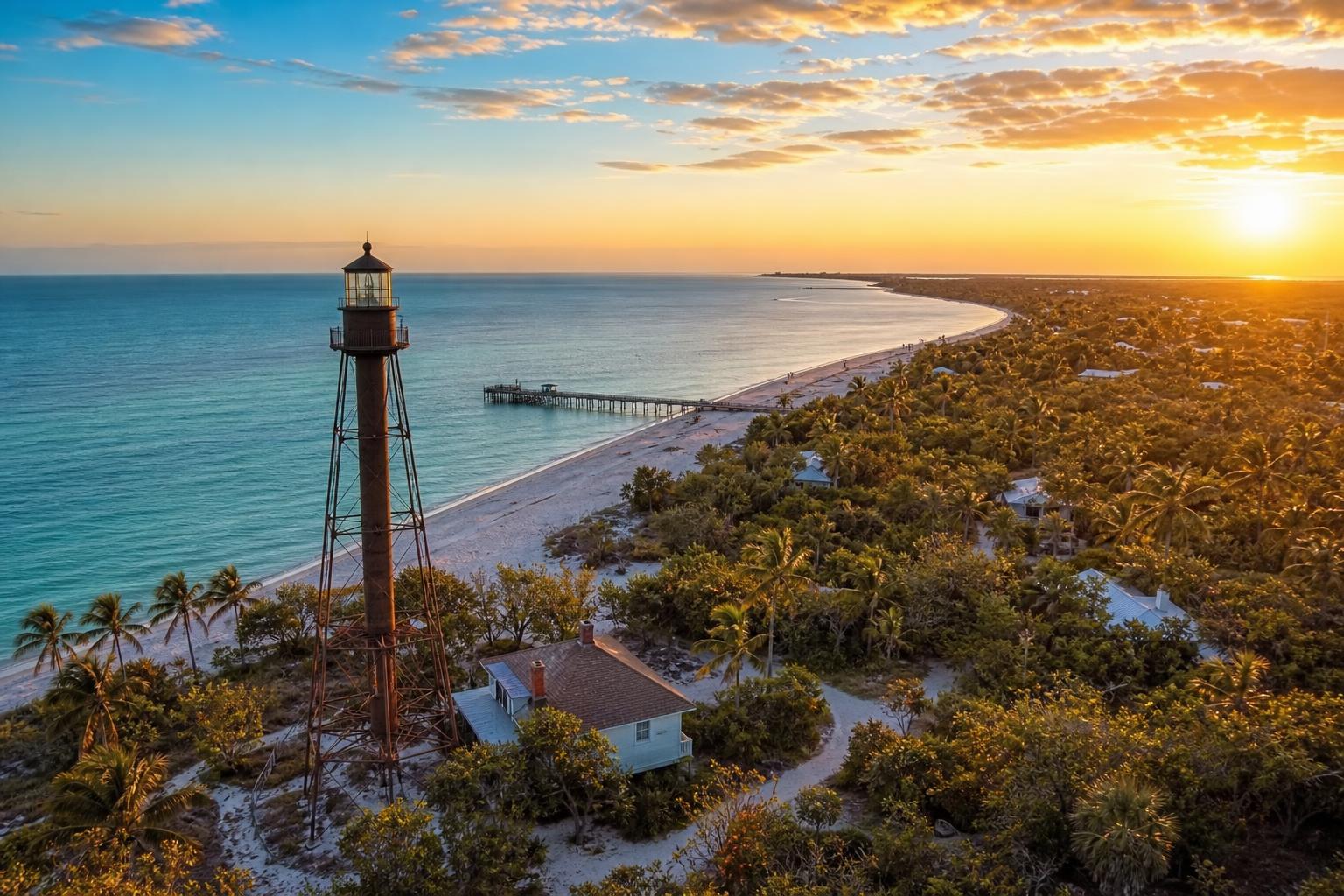 Aerial view of Sanibel Island, Florida